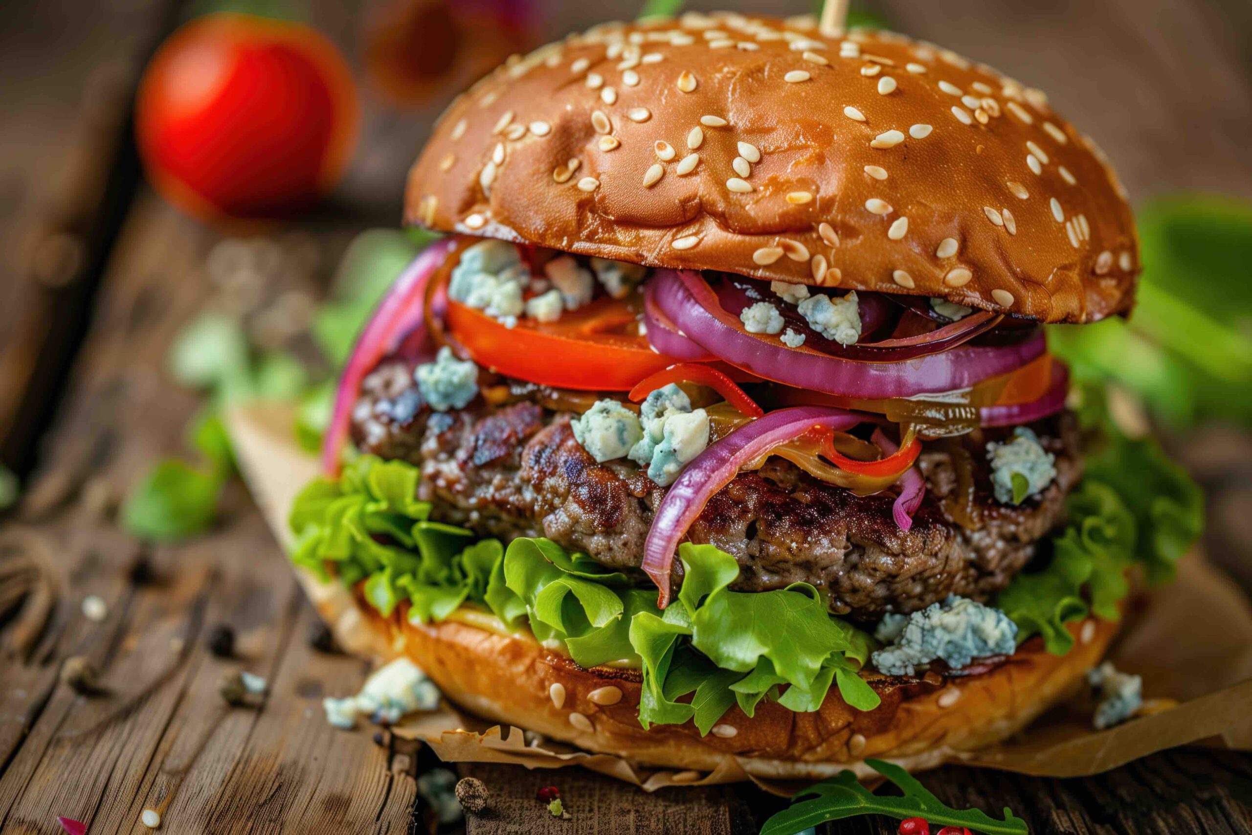 Beef Burger mit Blauschimmel