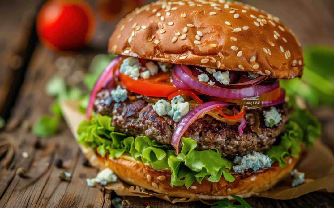 Beef-Burger mit Bacon und Blauschimmelkäse